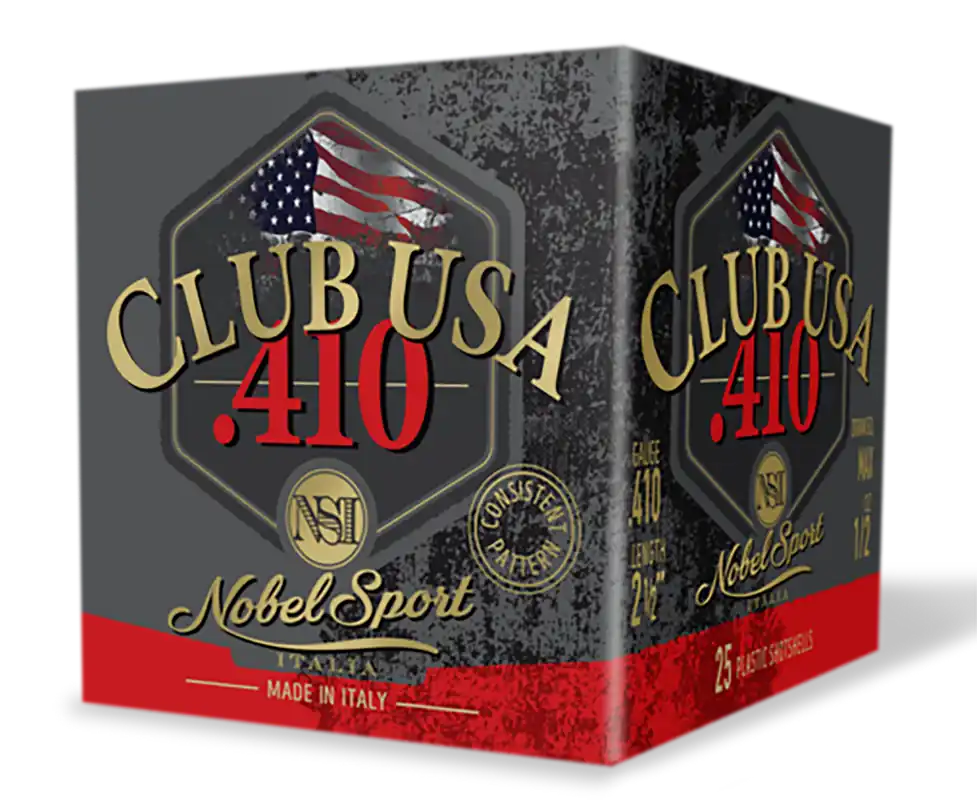 Nobel/Eurosports LLC ANS4128 Club USA 410 Gauge 2.5" 1/2 oz #8 Shot, 25 Rounds per Box, 10 Boxes per Case