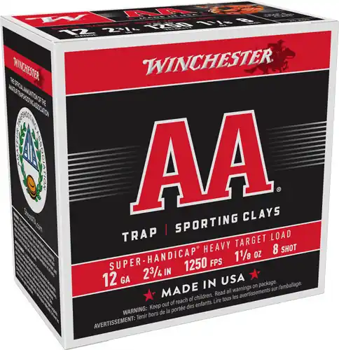 Winchester AA 12GA 2.75" 1-1/8oz #8 1250FPS 250 Round Case