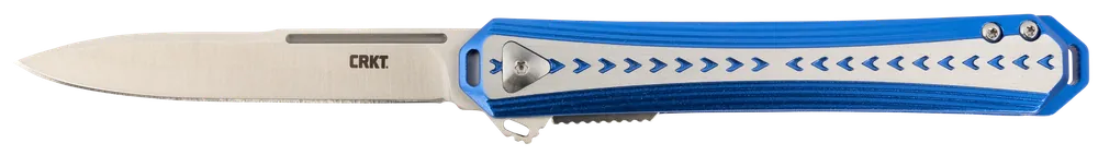 CRKT 6710 Stickler Folding Knife with 3.38" Satin Blade and Blue/Silver Aluminum Handle