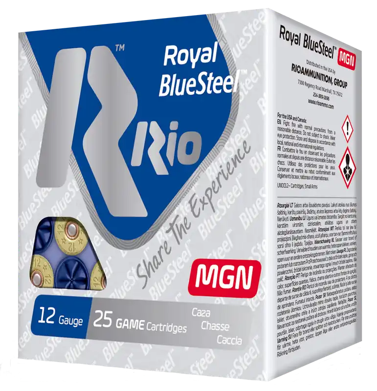 Rio Ammunition Royal BlueSteel Magnum 12 Gauge 3" 1 1/4oz #4 Shot 25 Rounds/Box, 10 Boxes/Case