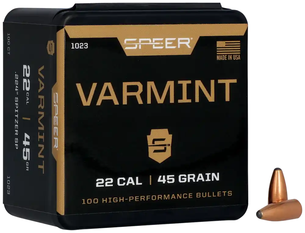 Speer 1023 Varmint .22 Cal 45gr JSP 100/Box, 5/Case