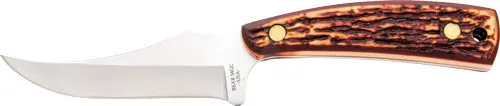 Staglon Handle Upswept Skinner Knife with Leather Sheath