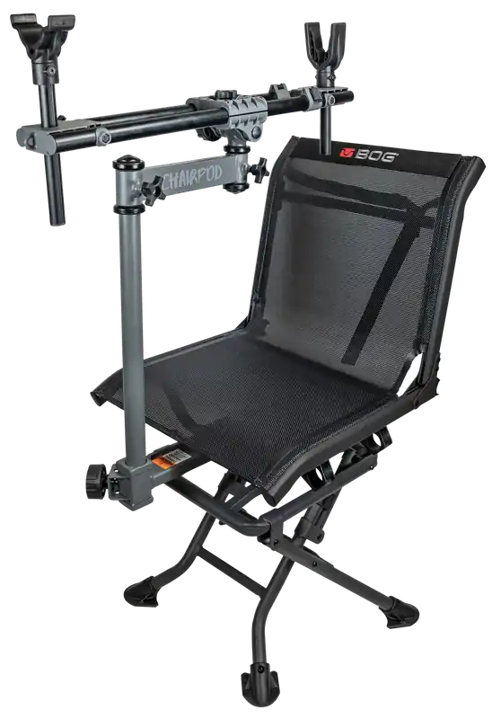 Bog-Pod ChairPod with Rotating Gun Mount, 4-Leg Aluminum Frame, Black, 41" Max Height