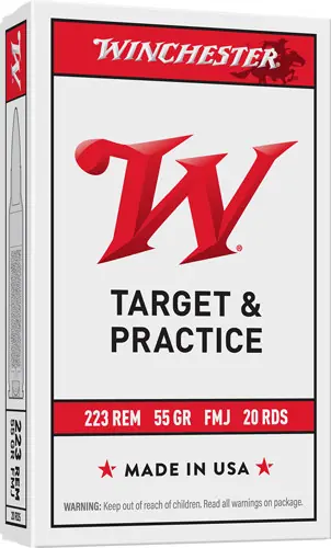 Winchester USA 223 Rem 55GR FMJ Ammo - 20 Rounds per Box, 50 Boxes per Case