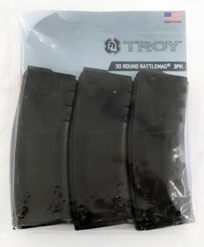 3-Pack Troy AR-15 5.56x45 Black Polymer 30-Round Magazines