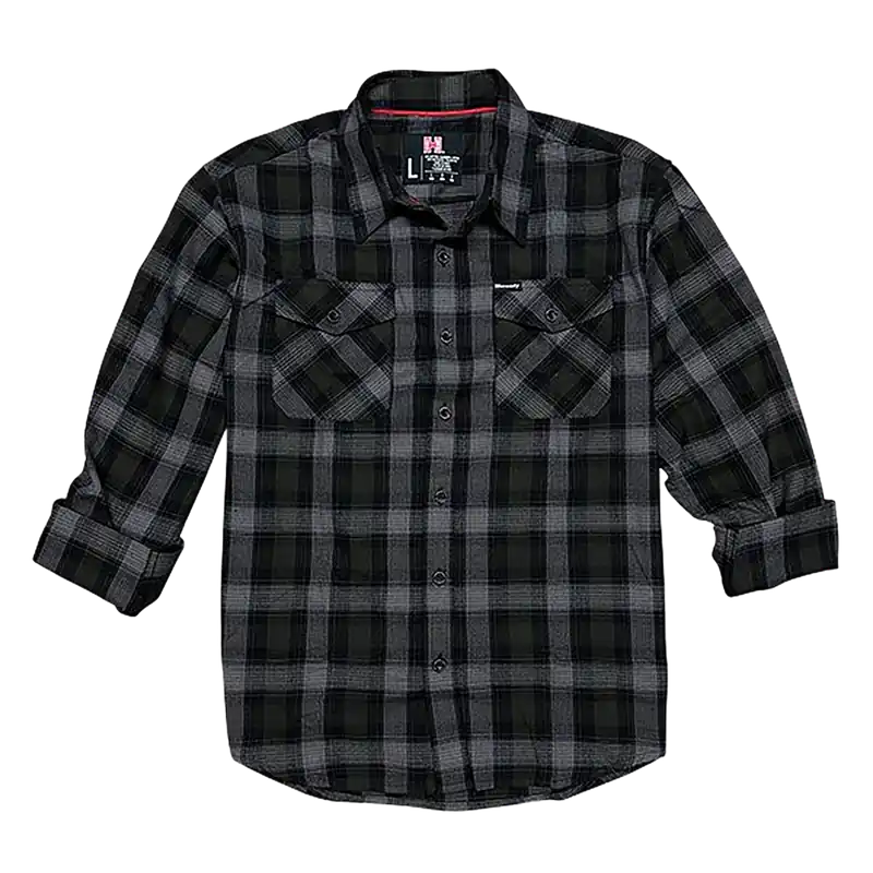 Hornady Gear 32214 XL Flannel Shirt in Olive/Black/Gray - Relaxed Fit Cotton/Polyester Button-Up