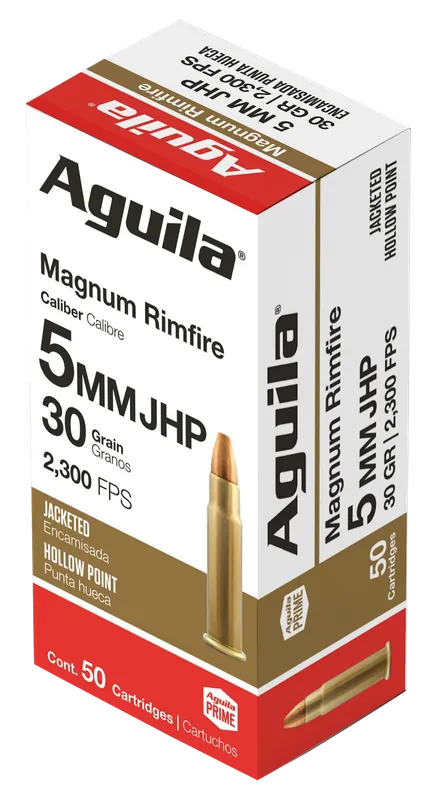 Aguila 5mm Rem Mag 30gr SJHP Rimfire Ammo - 50 Rounds per Box