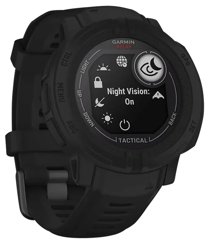 Garmin Instinct 2 Solar Tactical Edition GPS Smartwatch, 45mm, Black, 32MB, iPhone/Android Compatible