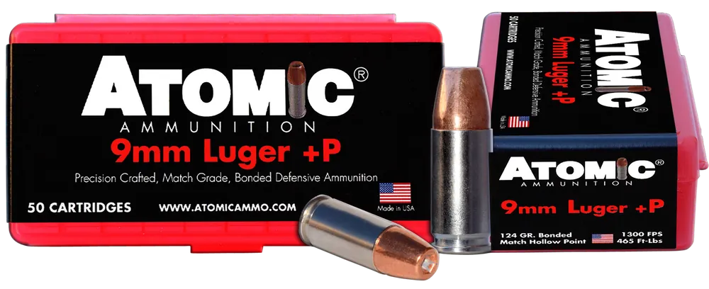Atomic Ammunition 9mm Luger +P 124gr Bonded Match HP - 50/Box