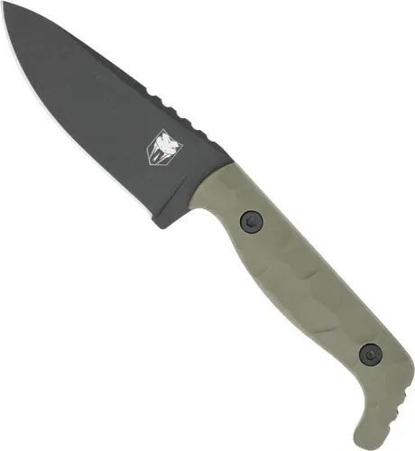 OD Green D2 Steel Fixed Blade Knife with Kydex Sheath - CobraTec Kingpin 4"