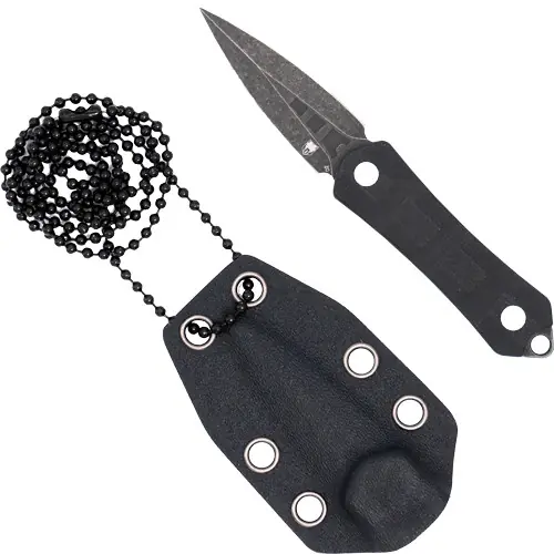 2" D2 Stonewash Dagger with Schobratec Guardian Neck Knife