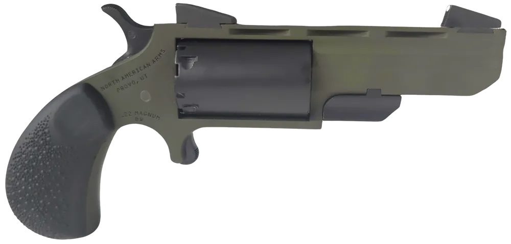 NAATGHCB Green Huntsman 22 LR/22 Mag Revolver, OD Green, 2" Barrel, Black Grip