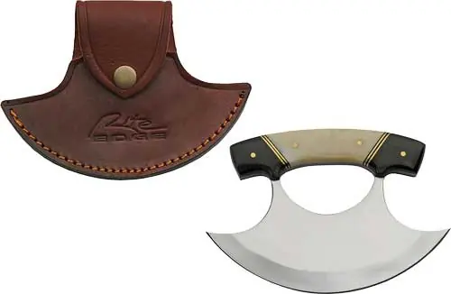 SZCO Rite Edge 6" Horn & Bone Ulu Knife with Leather Sheath