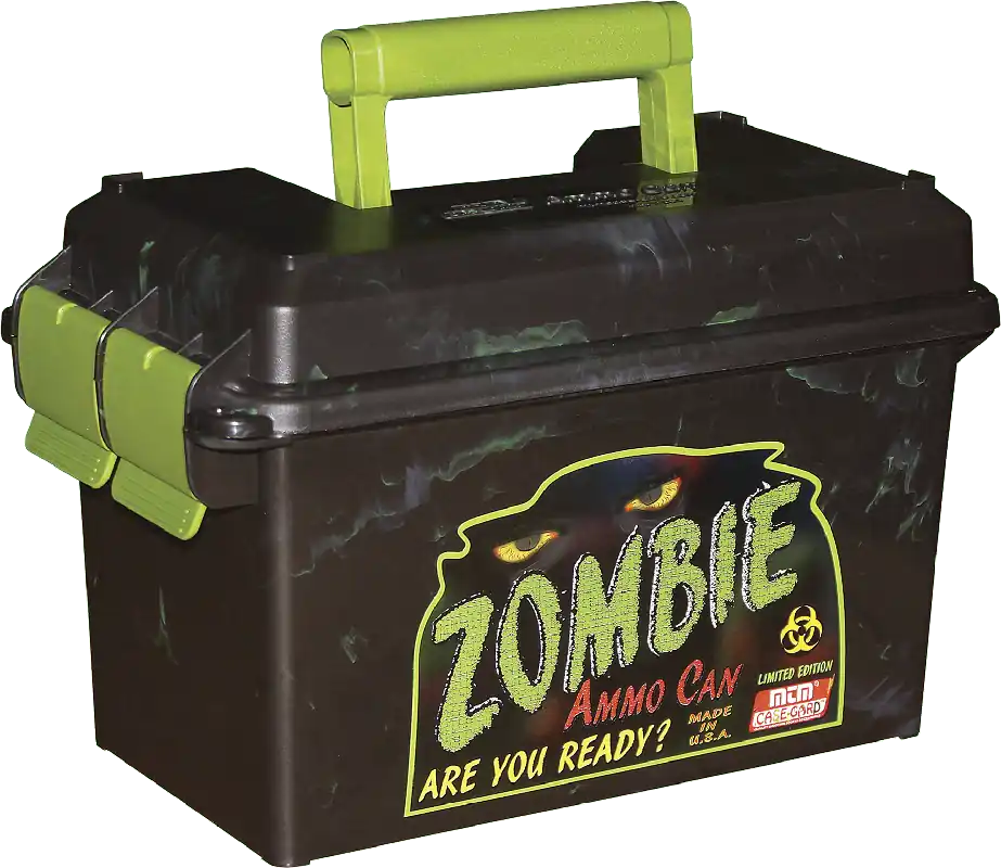 MTM Case-Gard AC50Z Ammo Can - 50 Cal Rifle, Black with Zombie Green Accents, Polypropylene