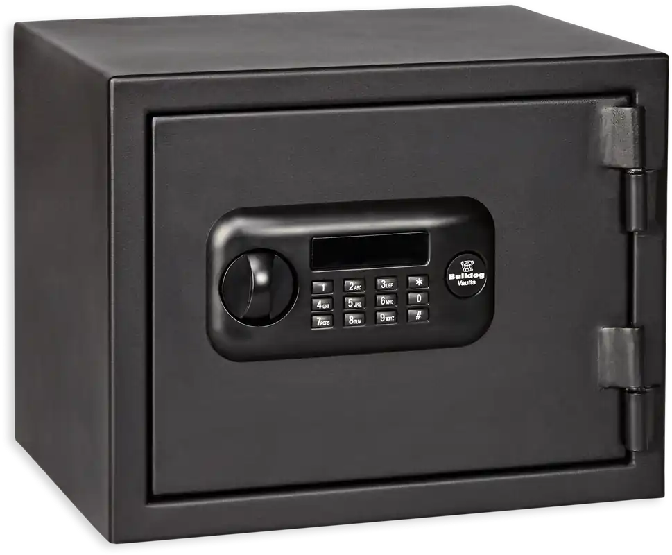Bulldog BD1090F Digital Fire Safe Vault with Keypad and Key Entry - Black Steel 12"x15"x12"