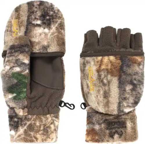 Insulated Fleece Mittens with Pop-Top Feature - Large