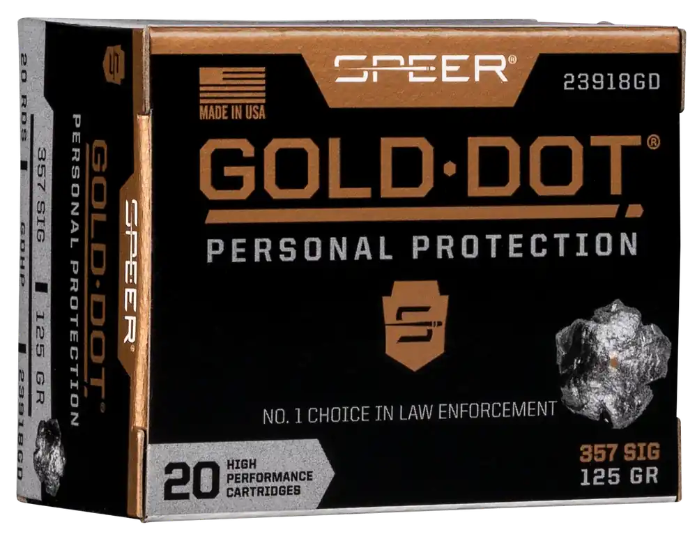 Speer Gold Dot 357Sig 125gr HP Ammo - 100 Rounds/5 Cases
