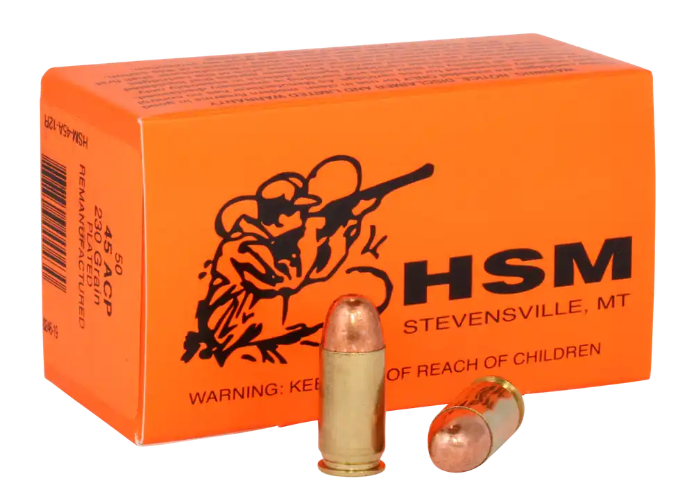 HSM 4512R 45 ACP 230gr FMJ Ammo - 50 Rounds/Box, 20 Boxes/Case