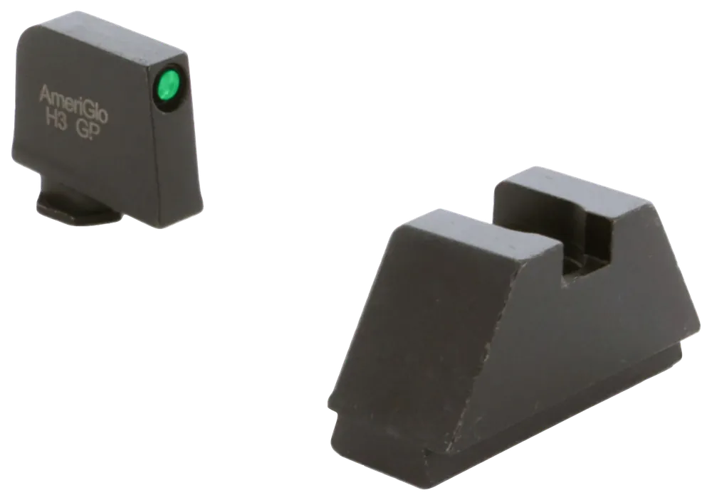 AmeriGlo GL810 Optic Compatible Glock Sight Set - 2XL Tall Green Tritium Front, Black Rear