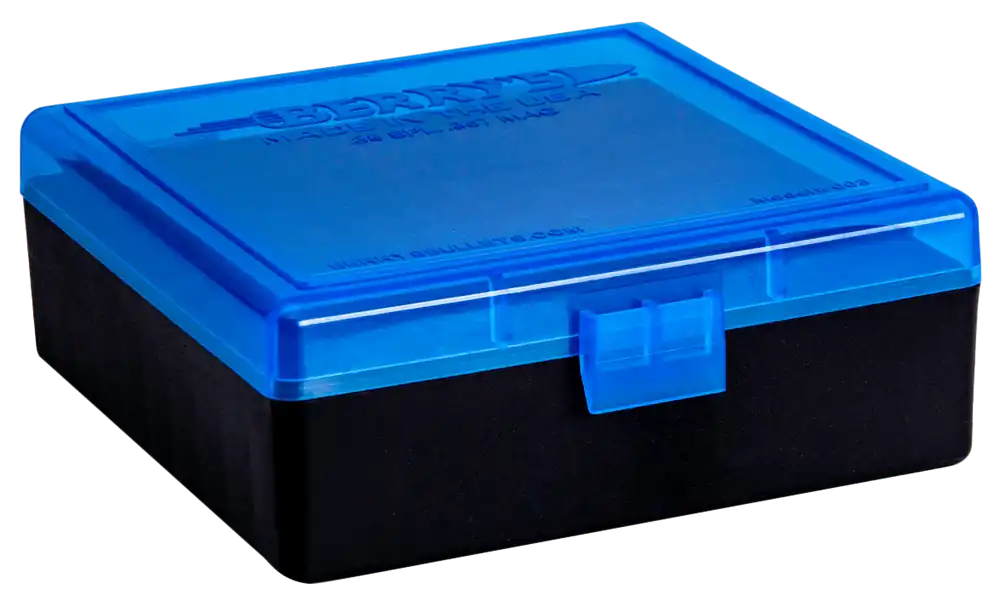 Berry's 95182 Ammo Box for 38 Special/357 Magnum - Blue/Black Polypropylene, 100 Rounds