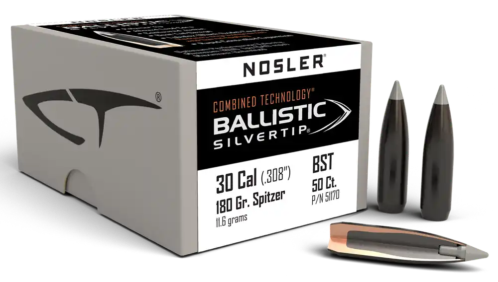 Nosler Ballistic Silvertip .30 Cal 180gr Spitzer 50-Pack
