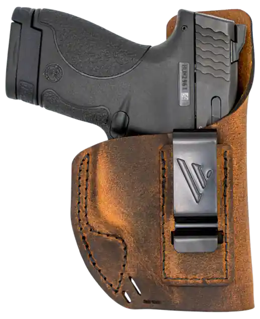 Versacarry Element IWB Size 04 Brown Leather Holster with Belt Clip