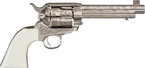 Cimarron Bat Masterson 45LC 5.5" Engraved Nickel Revolver