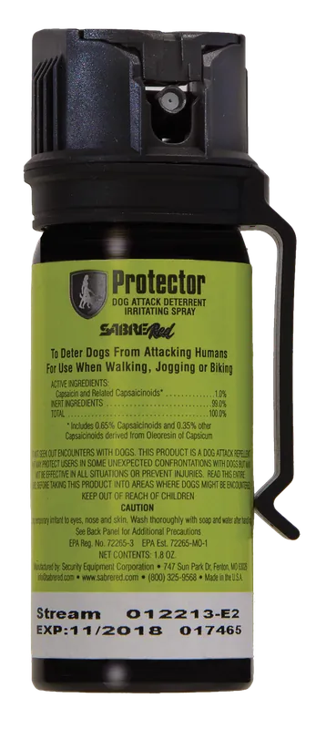 Sabre SRPMK3 Dog Deterrent Spray with 15 ft Range and Belt Clip, 1.80 oz