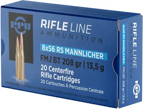 20RD 10BX/CSPPU 8X56R Mannlicher 208GR FMJ Ammunition