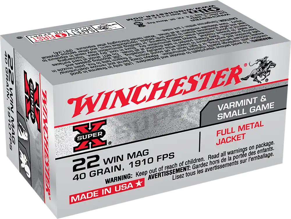 Winchester Super X 22WMR 40gr FMJ Ammo - 50/Box, 40/Case