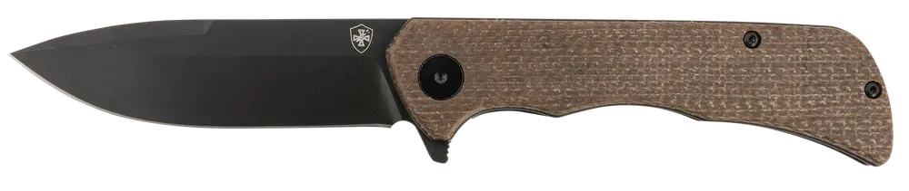 Templar Knife PFMBN321 Paladin Folding Knife with Black D2 Steel Blade and Brown Micarta Handle