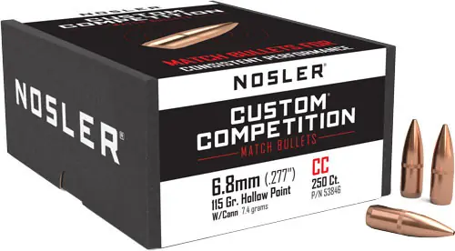 Nosler 6.8mm .277 115gr HP-BT Custom Competition Bullets - 250 Count