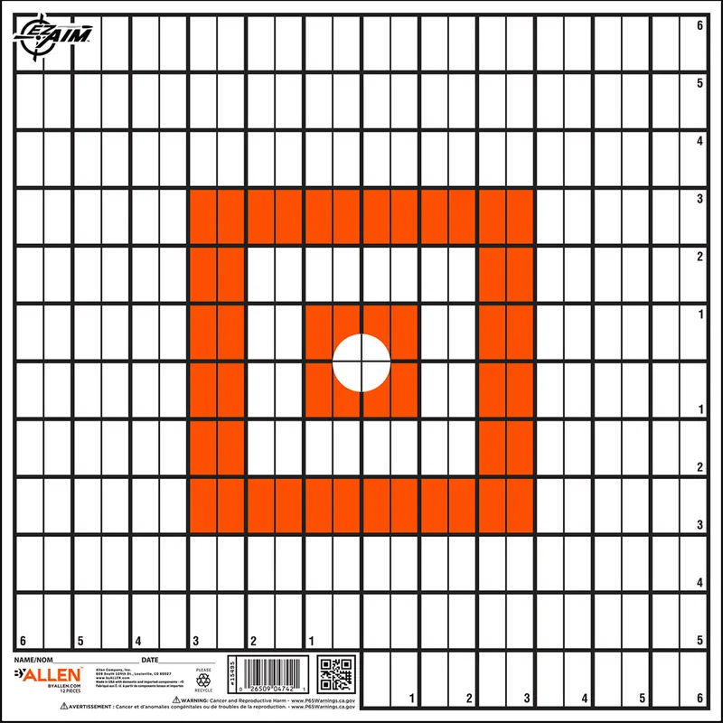 EZ-Aim 15495 12"x12" Grid Target Paper, Orange/White, 12-Pack