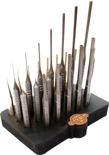 27-Piece Grace USA Steel/Brass Roll Pin Punch Set with Bench Block