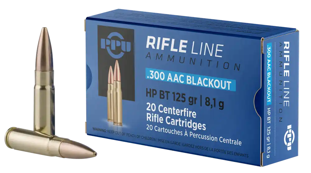 PPU PP300BH 300 Blackout 125gr HPBT Rifle Ammo - 20/Box, 50/Case
