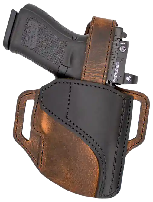 Versacarry TR32131 Trooper OWB Leather Belt Slide Holster, Size 03, Black/Gray, Right Handed
