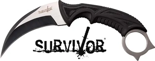 Survivor 4" Hawkbill Blade with Sheath - Black/Stonewash Finish
