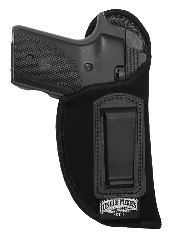 Uncle Mike's IWB Holster Size 10 for Small Autos .22-.25 Cal Left Handed - Black Suede with Belt Clip