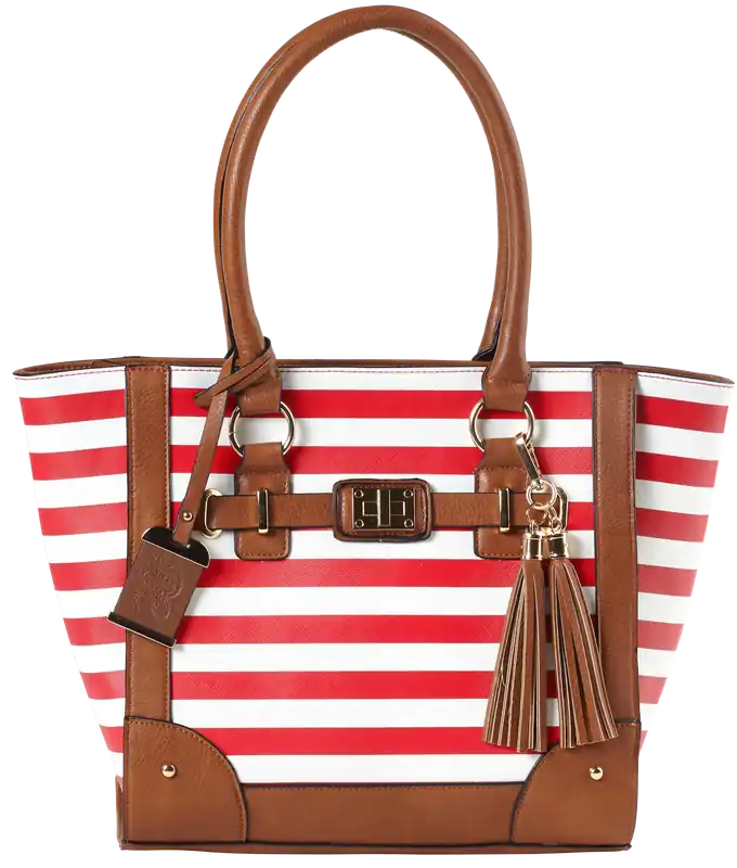 Bulldog BDP051 Cherry Stripe Leather Tote Purse with Holster for Small Pistols & Revolvers (Right Hand)
