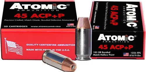 Atomic 45 ACP +P 185GR Bonded JHP 20RD 10BX/CS