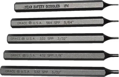 5-Piece Grace USA Steel Punch Set - Starter Short Pin