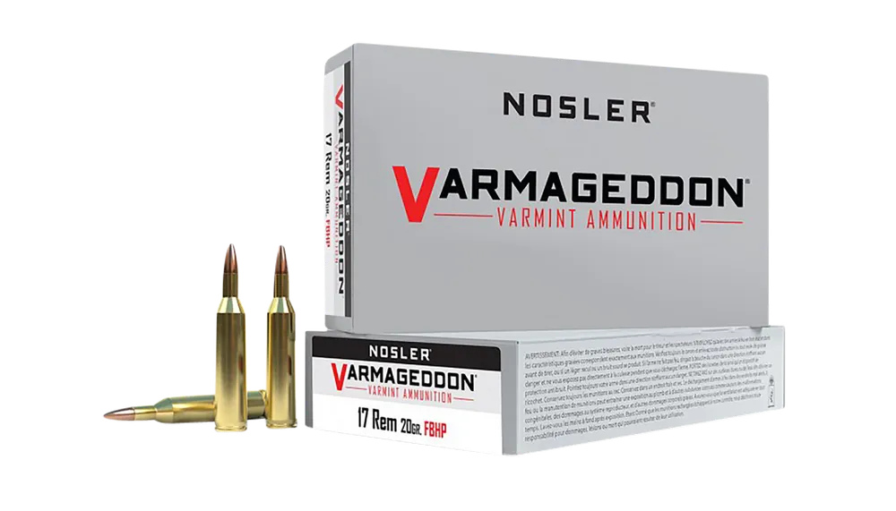 Nosler Varmageddon 17Rem 20gr FBHP Ammo - 20 Rounds per Box