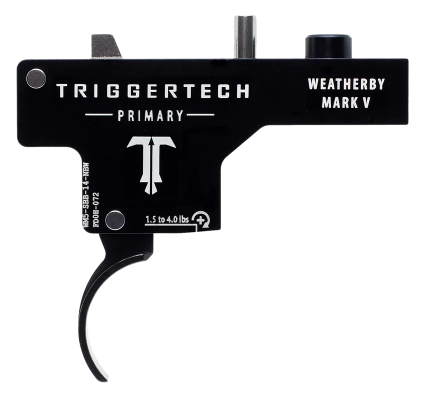 TriggerTech WM5SBB14NBW Single-Stage Curved Trigger, 1.50-4 lbs Draw Weight, Black PVD for Weatherby Mark V
