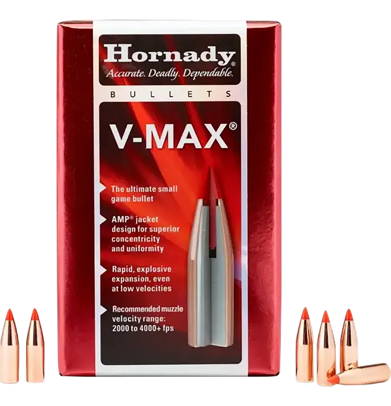Hornady V-Max Varmint .224 Caliber 55 Grain Bullets - 100 Count Box