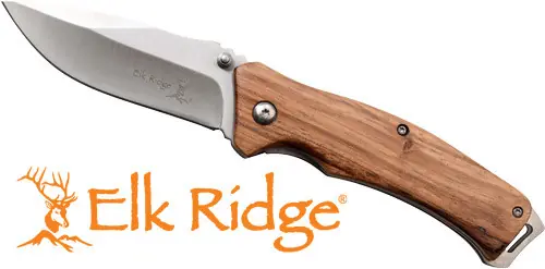 Elk Ridge Traverse 3.1" Zebra Wood Drop Point Folding Knife