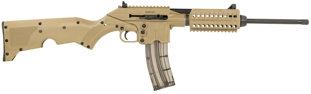 Kel-Tec SU22CATAN 22 LR Rifle with Black Threaded Barrel and Tan Synthetic Stock