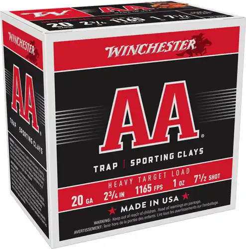 Winchester AA 20GA 2.75" 1oz #7.5 1165FPS 250 Rounds Case Lot