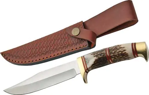 Wolf Stag Hunter Knife with Sheath - SZCO Steel Stag 5.75" Blade