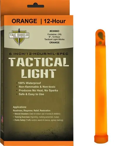 6" Orange Tactical Light Stick 12 Hour - 10 Pack