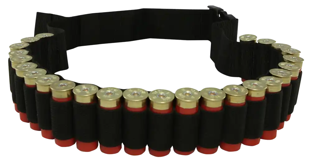 Shotgun Shell Belt - Black Nylon, Holds 25 Shells, Waist Mount